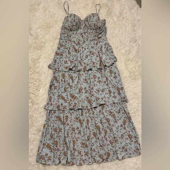 Lulus Dresses & Skirts - Lulu's Blue Floral Tiered Maxi Dress